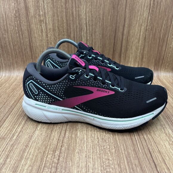 Brooks Shoes - Brooks Ghost 14 Women’s Size 10 B Black Pink Yucca Running Shoes Sneakers
